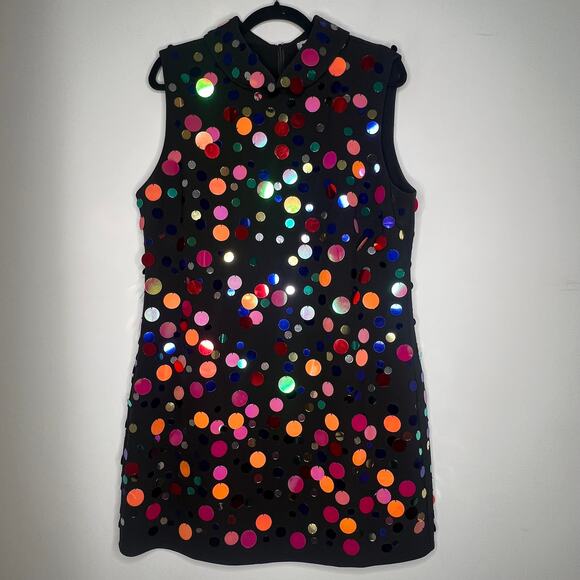 Rixo Black Metallic Confetti Candice Mini Dress Size XL/US 12 - Picture 3 of 11